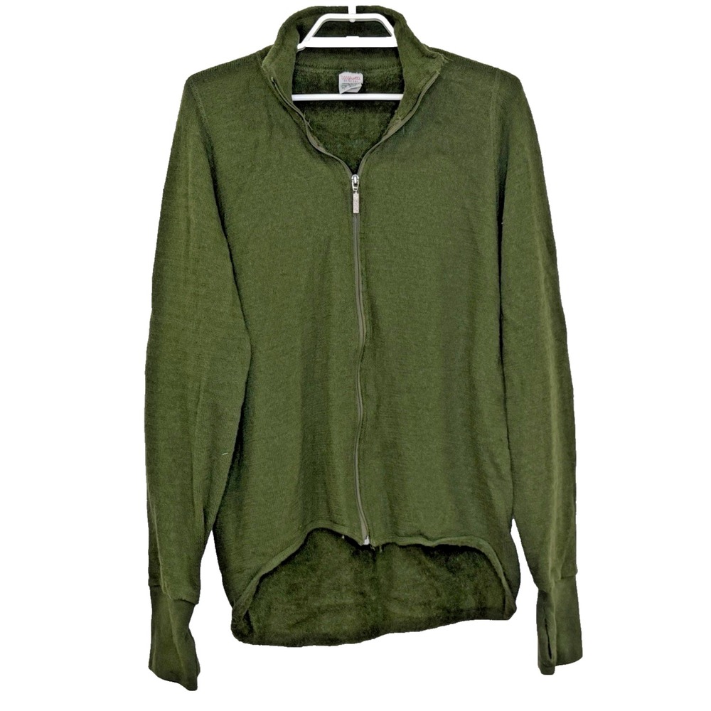 Woolpower Ullfrotte Full Zip Jacket Mens L 54-56 Dark Green Wool Blend Sweden